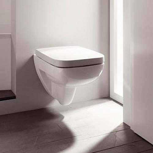Подвесной унитаз вертикальный смыв Geberit Renova Compact Square, с укороченным вылетом: T=48.5см, Белый