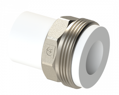 Разъемное соединение трубное PP НР Dу 20X3/4'' - белый, никелированный, SPL-EmirPlast