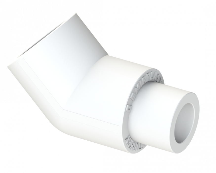 Угольник PP 45° ВН Dу 20 - белый, SPL-EmirPlast
