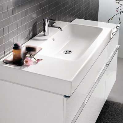 Раковина Geberit iCon с полкой и декоративной чашей: B=90см, T=48.5см, Отверстие под смеситель=По центру, Перелив=На виду, Полка=Левая, Белый