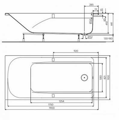 COMFORT Plus прямоугольная ванна 190 x 90 см, с ручками