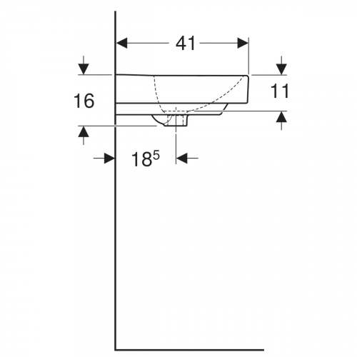 Раковина Smyle Square: 50x16x41см, Белый, Отверстие под смеситель=По центру, Перелив=На виду, Geberit