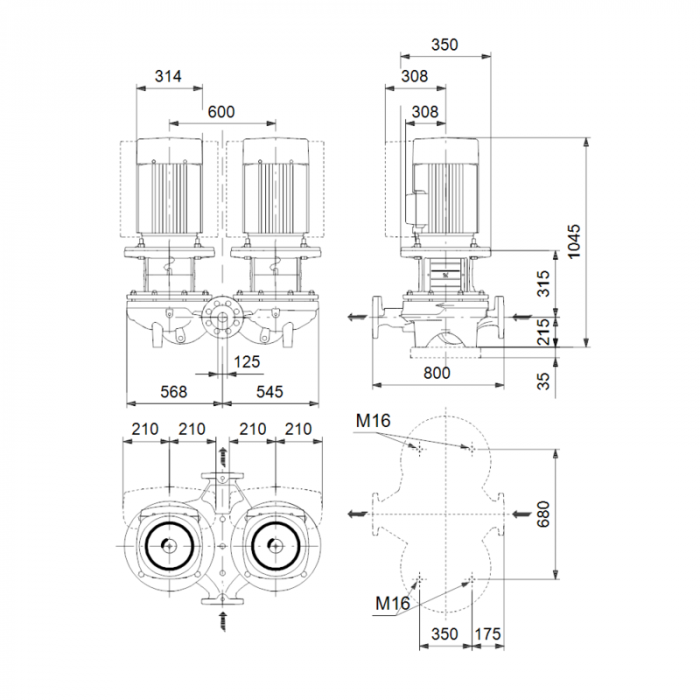 Насос центробежный  TPED 125-190/4 A-F-A-BAQE-NX3