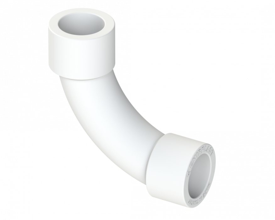 Изогнутый угольник PP Dу 32 - белый, SPL-EmirPlast