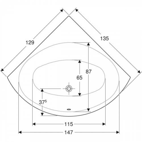 Ванна угловая Geberit Renova: L=135см, B=135см