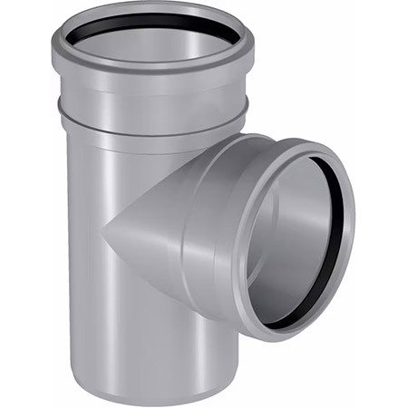 UPONOR ТРОЙНИК КАНАЛИЗАЦИОННЫЙ ДВУХРАСТРУБНЫЙ Д.75/75ММ 88,5ГР СЕРЫЙ '10C