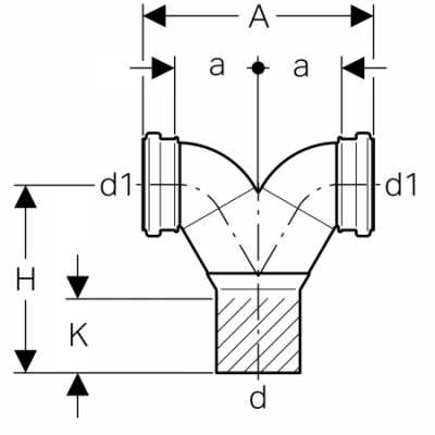 Фановый тройник с вертикальным выпуском Silent-db20 90°: d=110мм, d1=90мм, Geberit