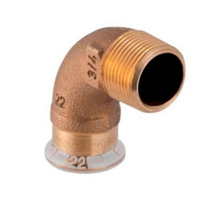 Переходной угольник Mapress из меди 90°, с наружной резьбой: CC499K, d=12мм, R=1/2дюйм, Geberit