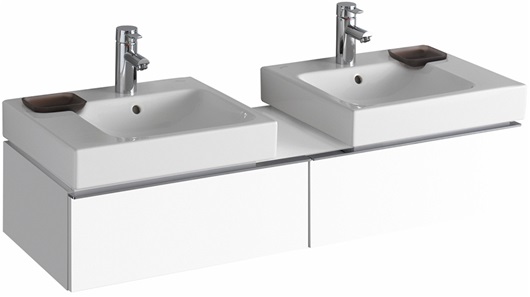 Раковина Geberit iCon с декоративной чашей: B=50см, T=48.5см, Отверстие под смеситель=По центру, Перелив=На виду, Полка=Левая, Белый