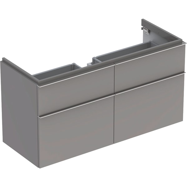 Шкафчик для раковины Geberit iCon, с четырьмя выдвижными ящиками: B=119см, H=62см, T=47.7см, Платиновый / Высокоглянцевое покрытие