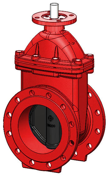 Задвижка с обрезиненным клином VOC4241CMR-00EP DN 40 PN 16, фланцевый, для систем пожаротушения, F4, под электропривод, невыдвижной шток, ковкий чугун, EPDM, Tecofi