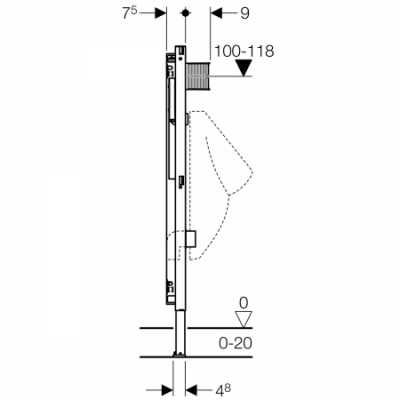 Инсталляция Duofix для писсуара, 112–130 см, универсальная, Geberit