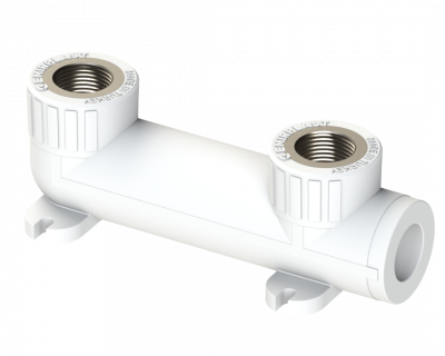 Водорозетка двойная PP ВР Dу 25X1/2'' - белый, никелированный, SPL-EmirPlast
