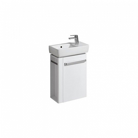 Раковина Geberit Renova Compact, с укороченным вылетом: Белый, B=50см, H=15см, T=25см, Отверстие под смеситель=Правая, Перелив=На виду, Полка=Без