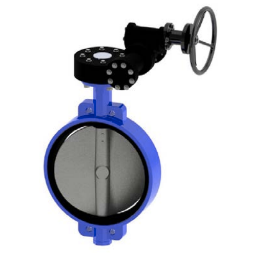 Затвор дисковый VPE4449-08EP PN16 DN 350 поворотный межфланцевый с механическим редуктором и фланцем под привод, корпус ковкий чугун, диск нержавеющая сталь, манжета EPDM, Tecofi