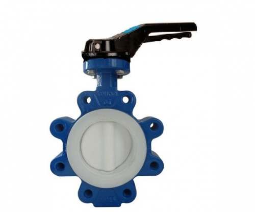 Затвор дисковый VP4649-02PTFE PN16 DN 100 поворотный с резьбовыми проушинами с ручкой, корпус ковкий чугун, диск нержавеющая сталь, манжета PTFE, Tecofi