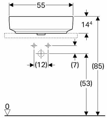 Накладная раковина VariForm эллиптической формы: 55x40см, Отверстие под смеситель=Без, Перелив=Без, Белый, Geberit
