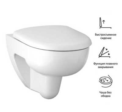 Инсталляция Geberit с безободковым унитазом Geberit Renova, Rimfreet, 500.124.TC.R, белая клавиша, сиденье микролифт, комплект Идеальная пара