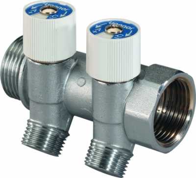 UPONOR UNI-C КОЛЛЕКТОР SH 1" С ВЕНТИЛЯМИ НР/ВР 2X1/2"НР Ц/Ц38ММ '6И