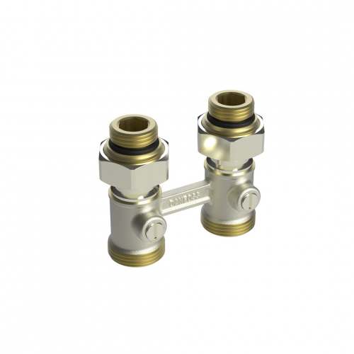 Клапан запорный LV-KB DN 15 PN 10, Т=95 °С, прямой, с переходниками, без возможности опорожнения, для нижнего присоединения к радиатору, Ридан