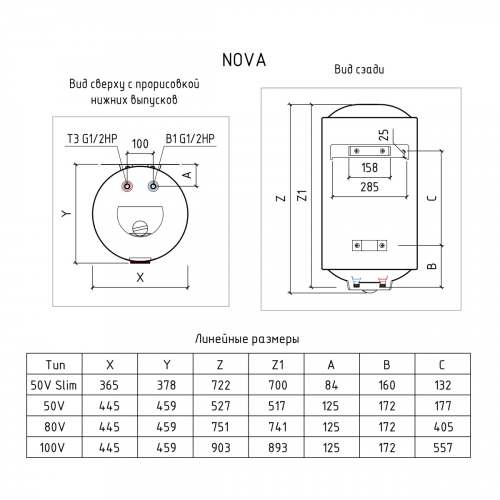 Водонагреватель накопительный THERMEX Nova 80 V