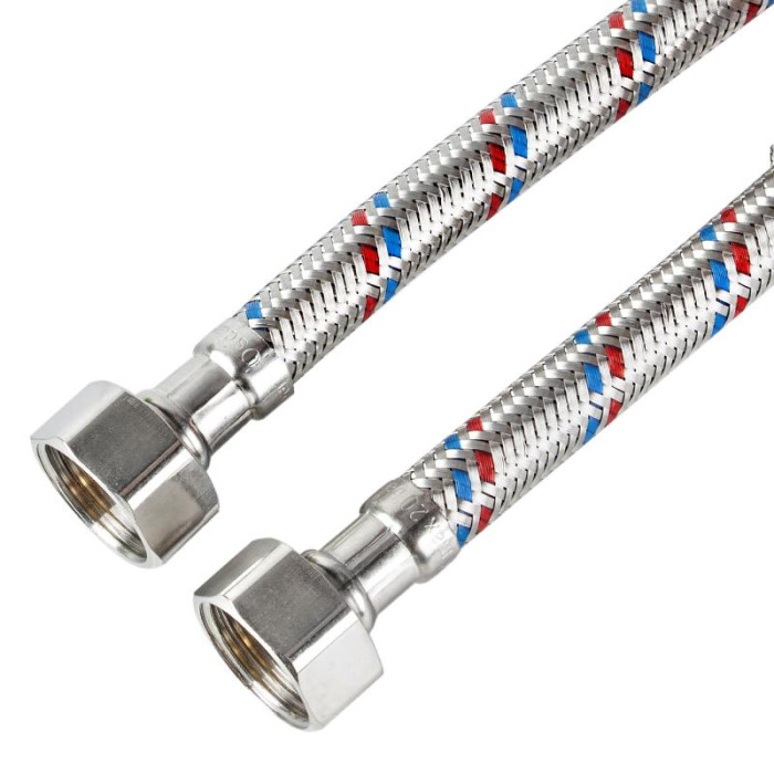 Гибкая подводка для воды в оплетке с ПВХ покрытием 1/2"г/г-100см