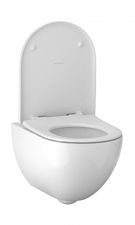 Подвесной унитаз вертикальный смыв Acanto, закрытая форма, Rimfree: T=51см, Белый, Geberit