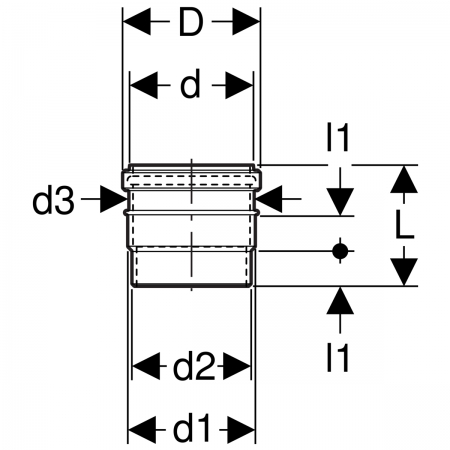 Переходник из ПВХ: d=90мм, d1=100мм, d2=94мм, Альпийский белый, Geberit