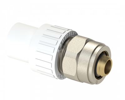 PEX адаптер трубный PP Dу 20x16 - белый, никелированный, SPL-EmirPlast