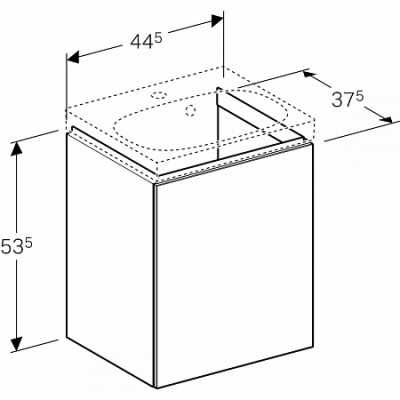 Шкафчик для раковины Acanto, с одной дверью и сифоном: 44.5x53.5x37.5см, Белый, Geberit