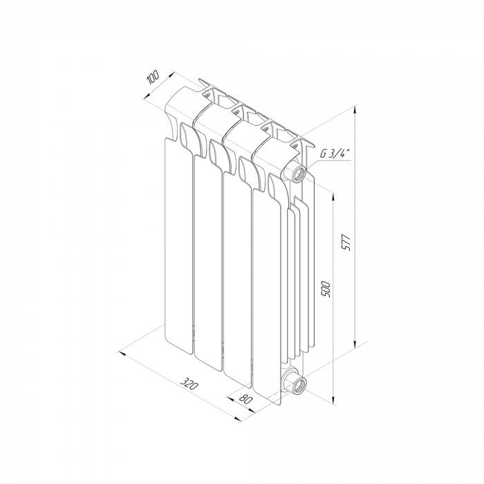 Радиатор биметаллический Rifar Monolit 3/4 500/4 Бордо