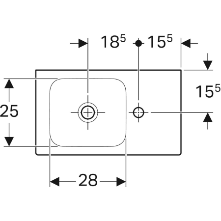 Раковина Geberit iCon с полочкой: Белый, B=53см, H=13.5см, T=31см, Отверстие под смеситель=Правая, Перелив=Без, Полка=Правая