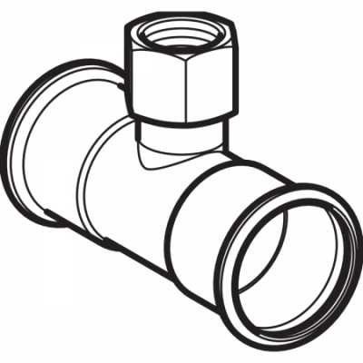Тройник Mapress из углеродистой стали, с внутренней резьбой: d=22мм, Rp=3/4дюйм, d1=22мм, Geberit
