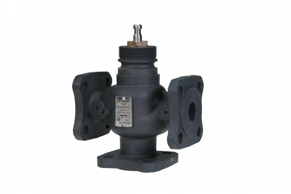 Трехходовой регулирующий клапан VF-3R DN 32 PN 16, Kvs  16 м³/ч, фланцевый, корпус-чугун, Ридан