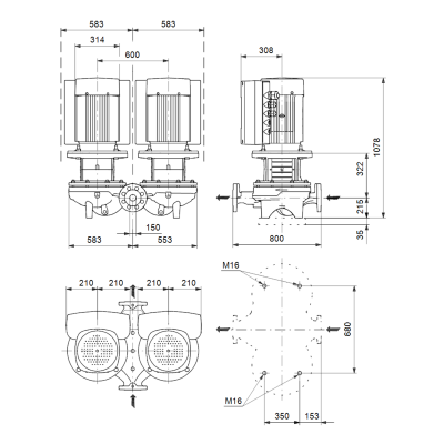 Насос центробежный  TPED 150-220/4 A-F-A-BAQE-PX3