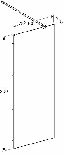 Душевая перегородка Kolo GEO: L=78.5–80см, H=200см, T=8см