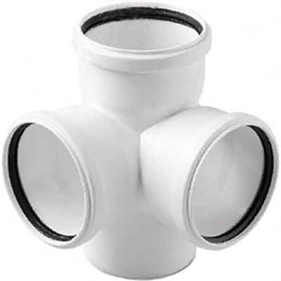 UPONOR КРЕСТОВИНА КАНАЛИЗАЦИОННАЯ ДВУХПЛОСКОСТНАЯ Д.110/110ММ 87ГР БЕЛАЯ '1C