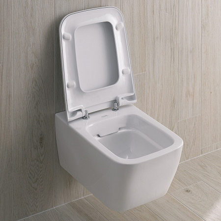 Подвесной унитаз вертикальный смыв iCon Square, закрытая форма, Rimfree: T=54см, Белый, Geberit