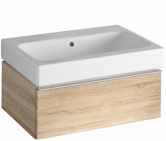 Шкафчик для раковины Geberit iCon, с одним выдвижным ящиком: B=59.5см, H=24см, T=47.7см, Натуральный дуб  / Меламин, древесная структура
