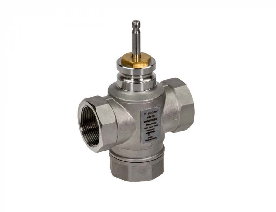 Трехходовой регулирующий клапан VRB-3R DN 15 PN 25, Kvs 2,5 м³/ч, с внутренней резьбой, корпус- нержавеющая сталь, Ридан