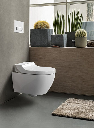 Подвесной унитаз-биде AquaClean Tuma Comfort: Керамический унитаз: белый / KeraTect, Декоративная панель: стекло белое, Geberit