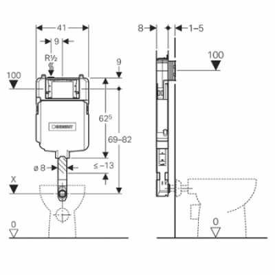 Смывной бачок скрытого монтажа Sigma 8 см, 6/3 литра, Geberit