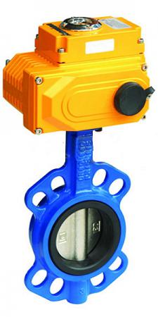 Затвор дисковый VPI4448-N04EP DN 100 PN16, поворотный межфланцевый, с электрическим приводом Nutork, 3Ф-400V, корпус и диск ковкий чугун, манжета манжета EPDM, Tecofi