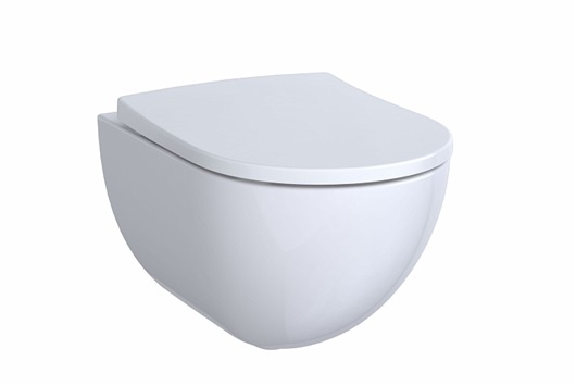 Подвесной унитаз вертикальный смыв Acanto, закрытая форма, Rimfree: T=51см, Белый, Geberit