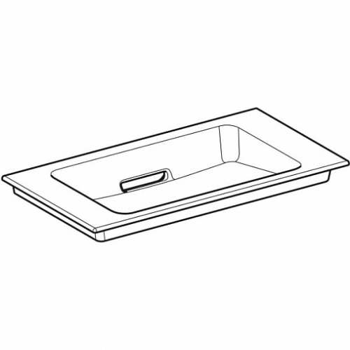 Встраиваемая раковина Geberit ONE горизонтальный выпуск, с укороченным вылетом: B=75см, T=40см, Отверстие под смеситель=Без, Перелив=Скрытый, белый / KeraTect, белый блестящий