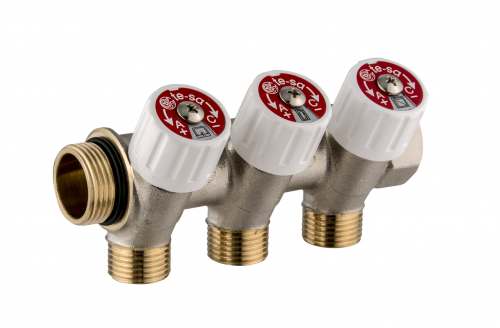 Usystems коллектор SH 1" с вентилями НР/ВР 3x1/2"НР, ц/ц 38мм '5И