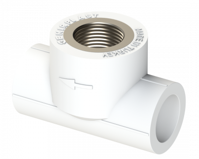 Комбинированный тройник PP НР Dу 20X3/4'' - белый, никелированный, SPL-EmirPlast