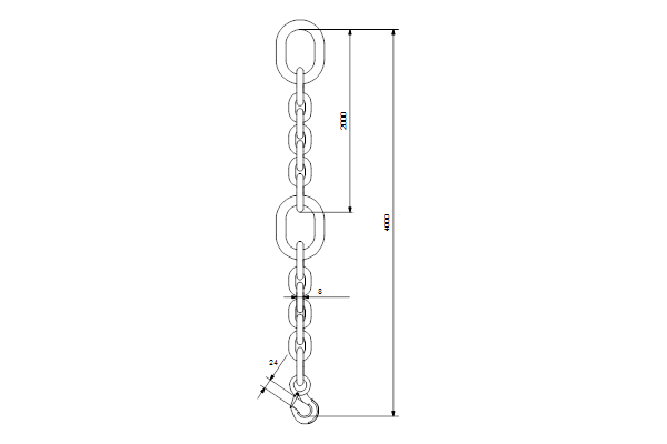 ЦЕПЬ ПОДЪЕМНАЯ Lift. chain 3200kg 4m SS cert. cpl.