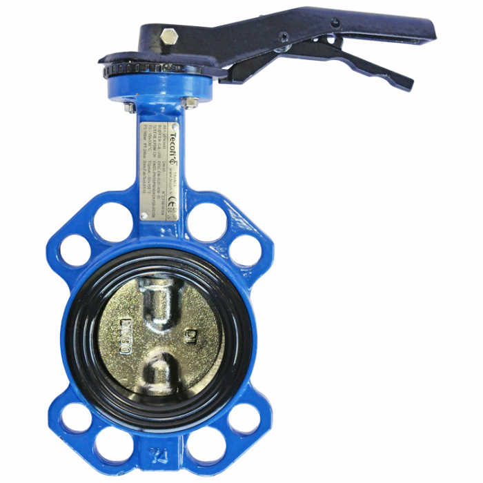 Затвор дисковый VP5445S-02EP PN16 DN 150 поворотный межфланцевый с ручкой, корпус и диск сталь, манжета EPDM, Tecofi