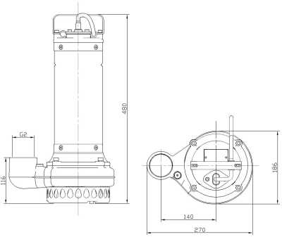 Насос дренажный для высокотемпературных стоков DHT18-30 1,5кВт, 380V/50Hz, 2850об/мин, G2", PN6, Tmax=95°С, AQUASTRONG
